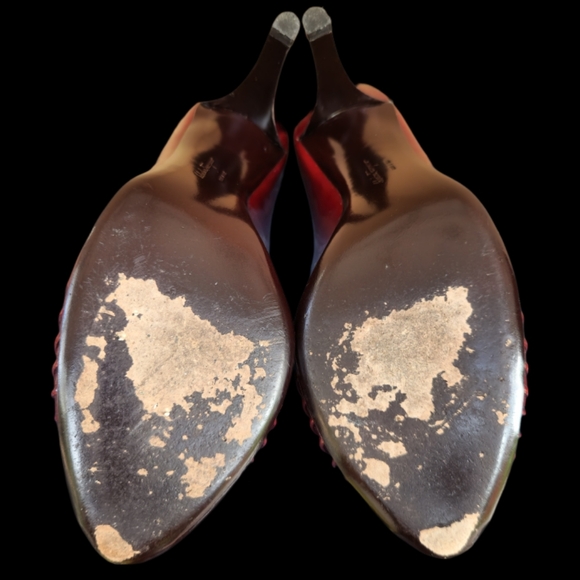 Salvatore Ferragamo Blood Red Peep Toe Heels **see description for size** - Picture 6 of 8